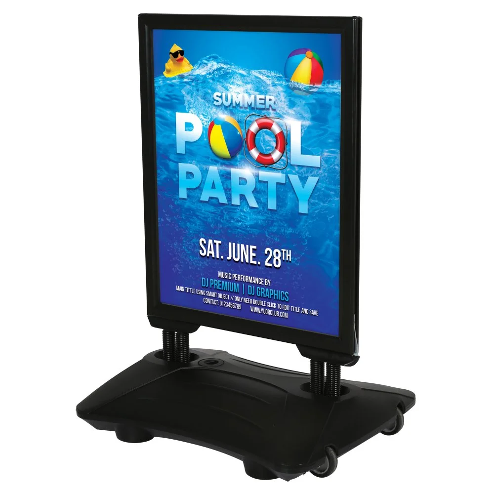 30w x 40h Slide-in WindPro Black Frame Black Water Base Sidewalk Sign (1) 30w x 40h Slide-in WindPro Black Frame Black Water Base Sidewalk Sign (1)