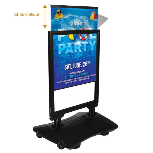 30w x 40h Slide-in WindPro Black Frame Black Water Base Sidewalk Sign (2)