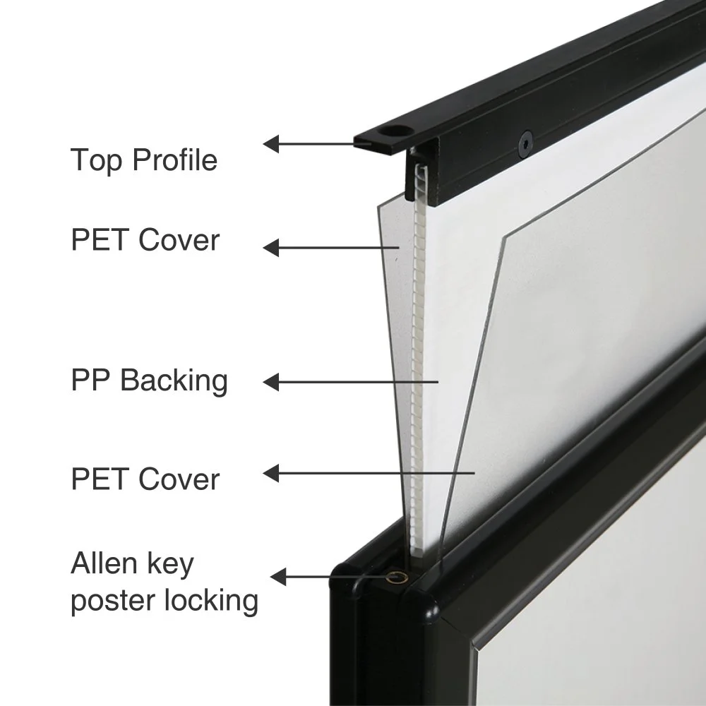 30w x 40h Slide-in WindPro Black Frame Black Water Base Sidewalk Sign (3) 30w x 40h Slide-in WindPro Black Frame Black Water Base Sidewalk Sign showing all the different parts to the frame