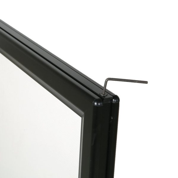 30w x 40h Slide-in WindPro Black Frame Black Water Base Sidewalk Sign showing how it locks in place