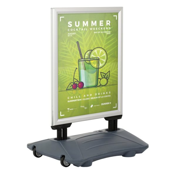 30w x 40h SlideIn WindPro Silver Frame Gray Water Base Sidewalk Sign