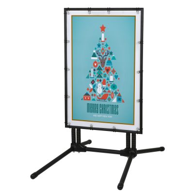 Banner SwingPro Sidewalk Sign with a black frame and black feet