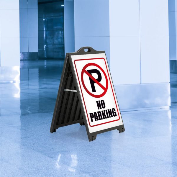 No Parking Sign on a SignPro Sidewalk Sign outside of a parking garage
