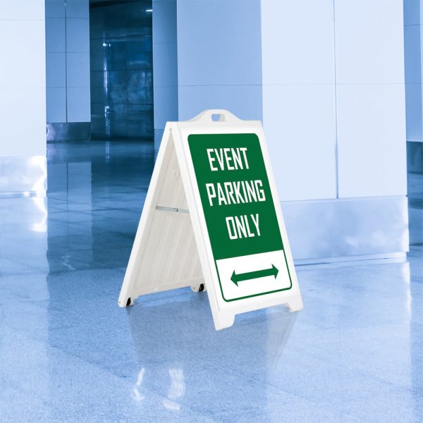 Event Parking only sign on a white SignPro Sidewalk Sign