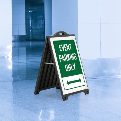 Event parking only sign on a Black A-Board SignPro Sidewalk sign