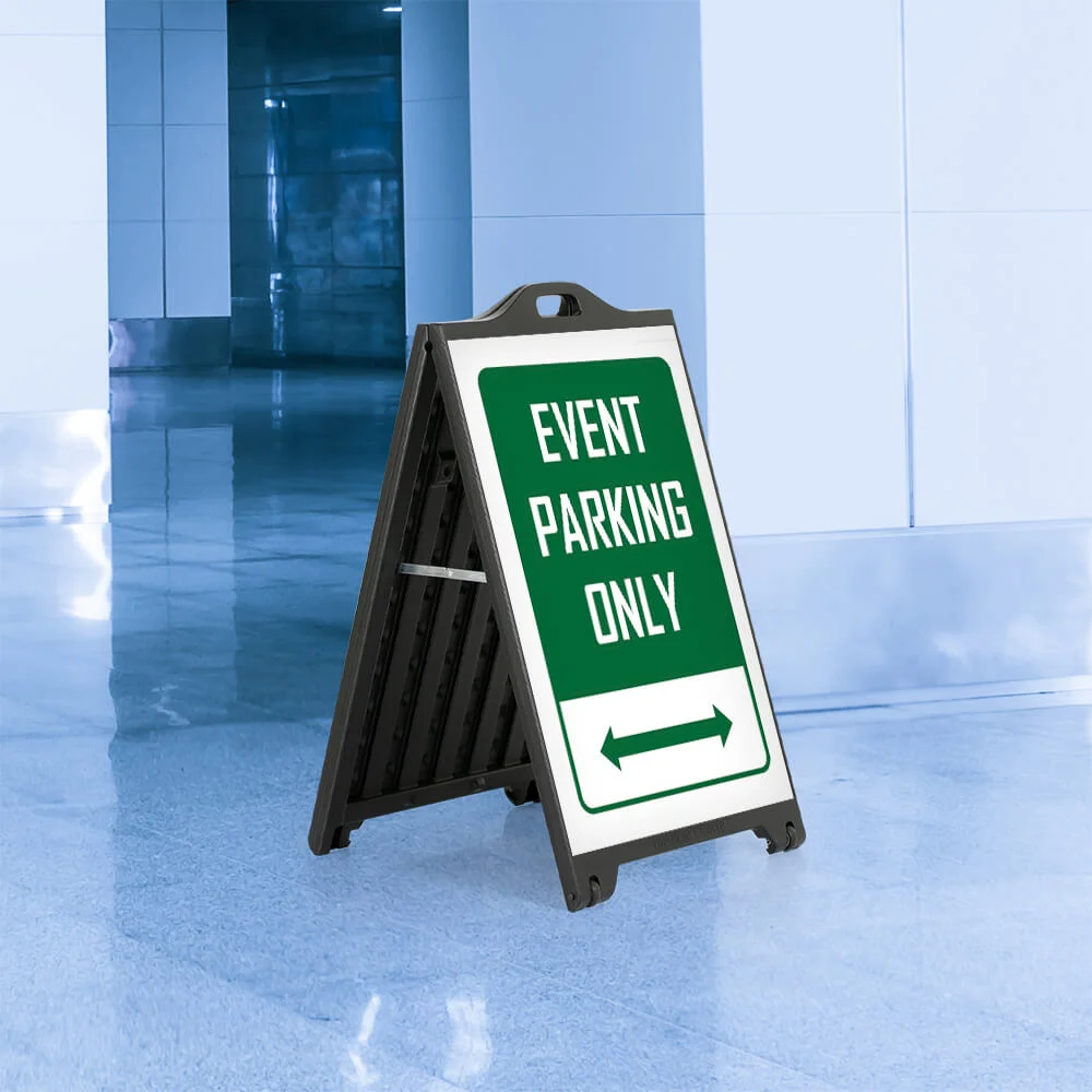signpro-sidewalk-sign Event parking only sign on a Black A-Board SignPro Sidewalk sign