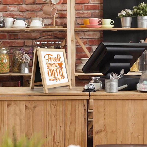 Tabletop Mini A Board with Dry Erase Board on a Cafe Counter