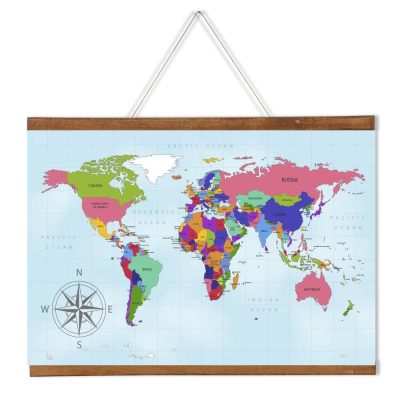 11" Dark Wood Magnetic Poster Holder holding a map