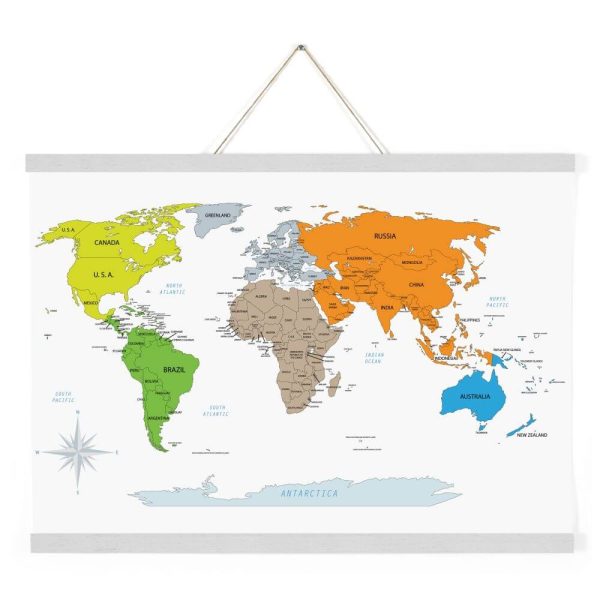 14" White Magnetic Poster Holder holding a map