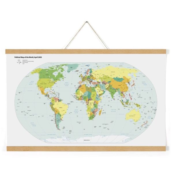 16" Natural Wood Magnetic Poster Holder holding a map