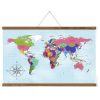 17" Dark Wood Magnetic Poster Holder holding a map