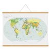 17" Natural Wood Magnetic Poster Holder holding a map