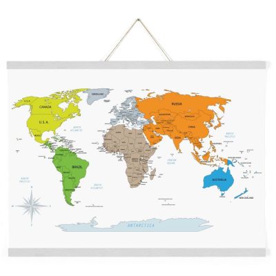 17" White Magnetic Poster Holder holding a map