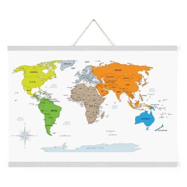 18" White Magnetic Poster Holder holding a map