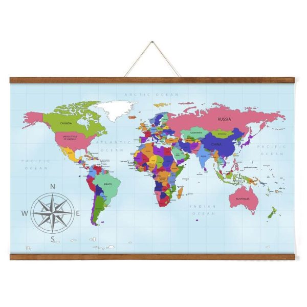 22" Dark Wood Magnetic Poster Holder holding a map