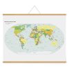 22" Natural Wood Magnetic Poster Holder holding a map