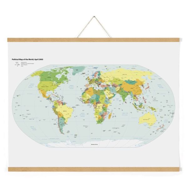 22" Natural Wood Magnetic Poster Holder holding a map