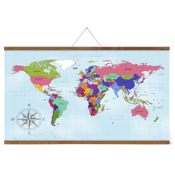 24" Dark Wood Magnetic Poster Holder holding a map