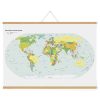 24" Natural Wood Magnetic Poster Holder holding a map