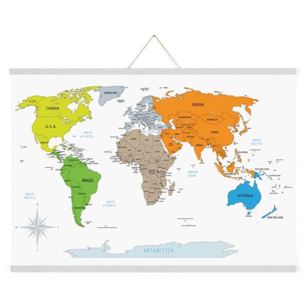 24" White Magnetic Poster Holder holding a map