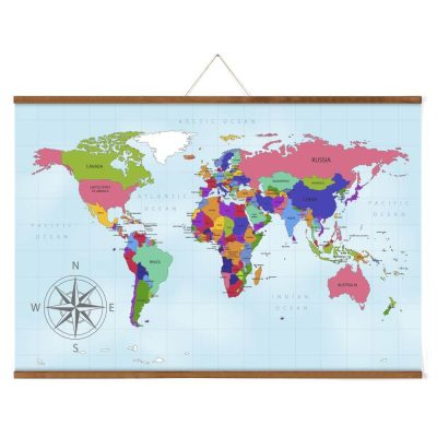 27" Dark Wood Magnetic Poster Holder holding a map