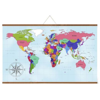 30" Dark Wood Magnetic Poster Holder holding a map