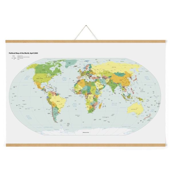 30" Natural Wood Magnetic Poster Holder holding a map