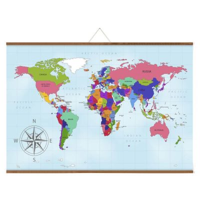 36" Dark Wood Magnetic Poster Holder holding a map