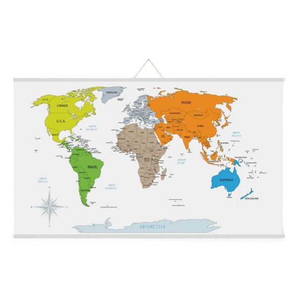 40" White Magnetic Poster Holder holding a map