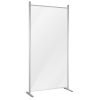 Clear wall separator with silver frame