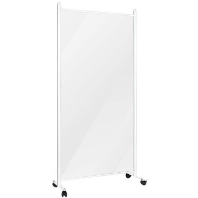 Clear Wall Separator with White frame and wheels