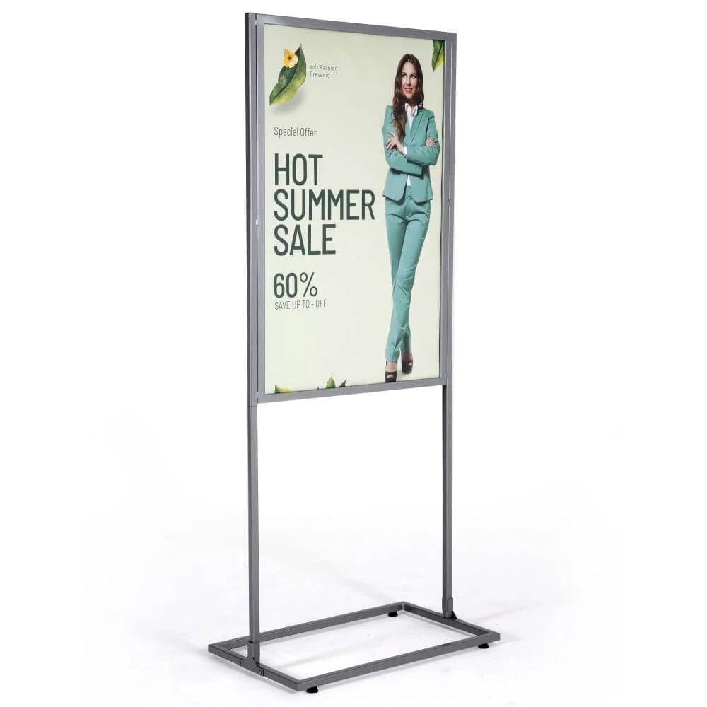 UIBM20G124X2000-2 Metal Eco Infoboard with 1 Tier - Gray