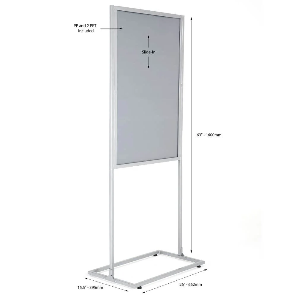 UIBM20G124X2000-3 Back of the metal Eco Infoboard with 1 Tier - Gray