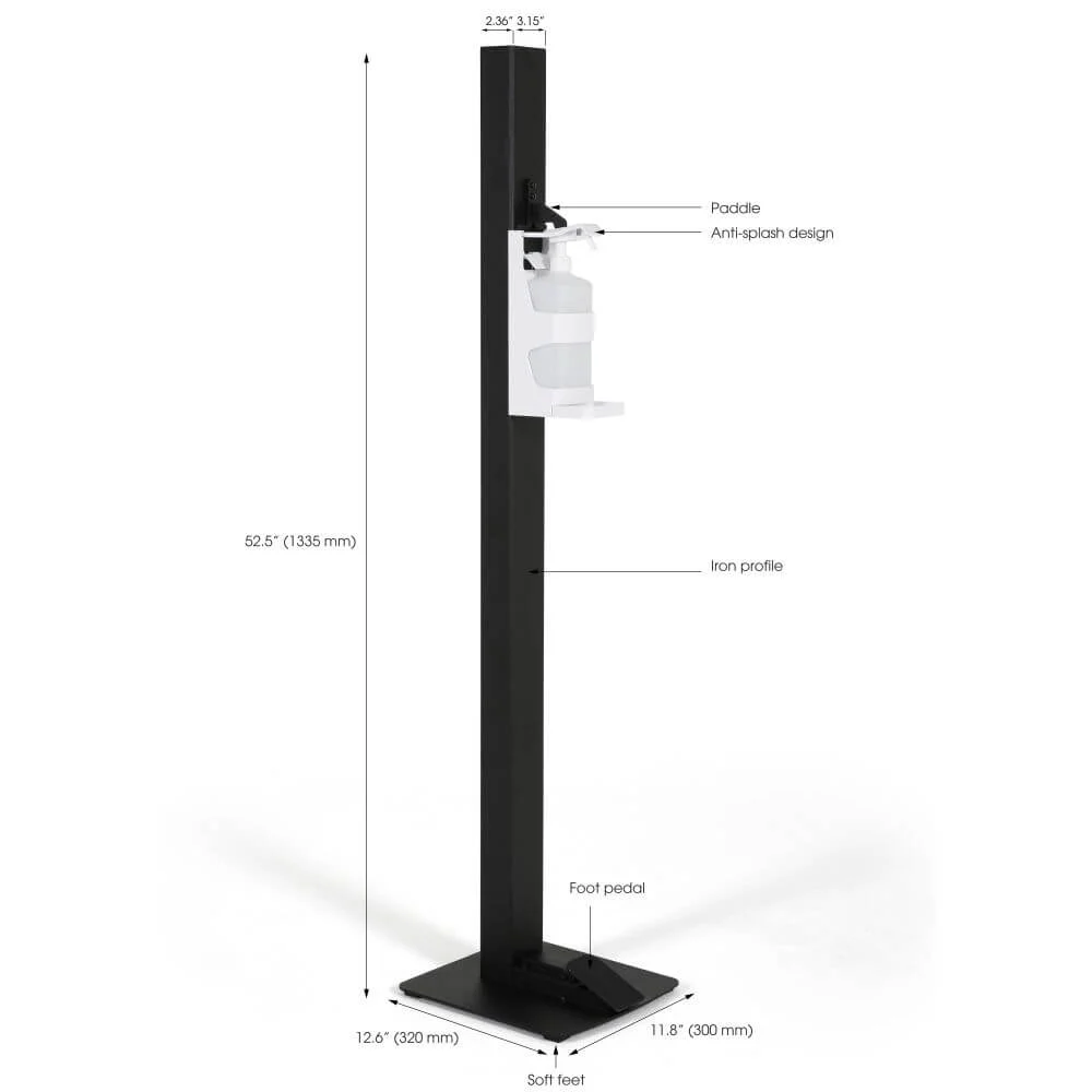 basic-touchless-hand-sanitizer-dispenser-1000-ml-33-8-oz-black-manual-foot-operated (2) Basic Touchless Hand Sanitizer Dispenser 1000mL. Black
