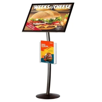 18x22 Floor Standing Pedestal Sign Holder with a clear brochure pocket