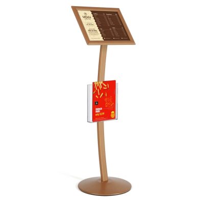 Copper Pedestal Sign Holder with clear brochure holder