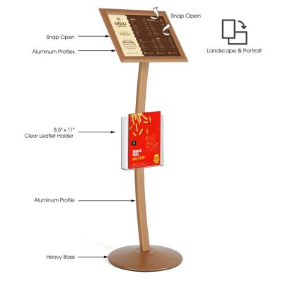 Copper Pedestal Sign Holder with Measurements and accessories