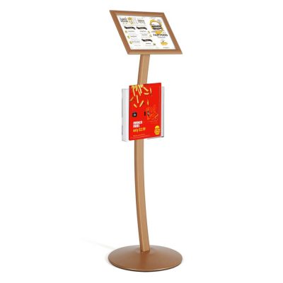 Copper Pedestal Sign Holder with clear brochure holder