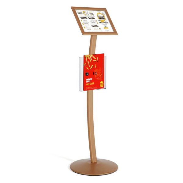 Copper Pedestal Sign Holder with clear brochure holder