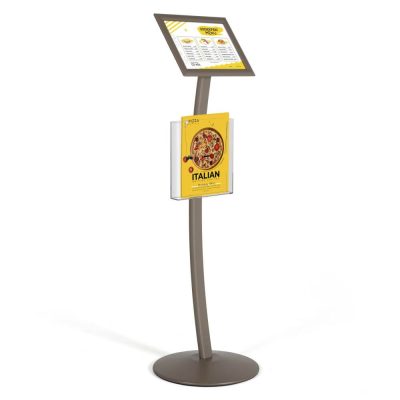 Earth Color Pedestal Sign Holder with Clear Brochure Holder