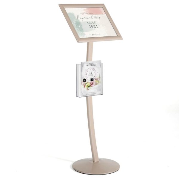 Pale Rose Pedestal Sign Holder with clear brochure holder