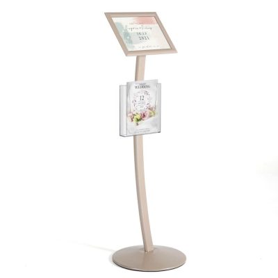 Pale Rose Pedestal Sign Holder with clear brochure holder