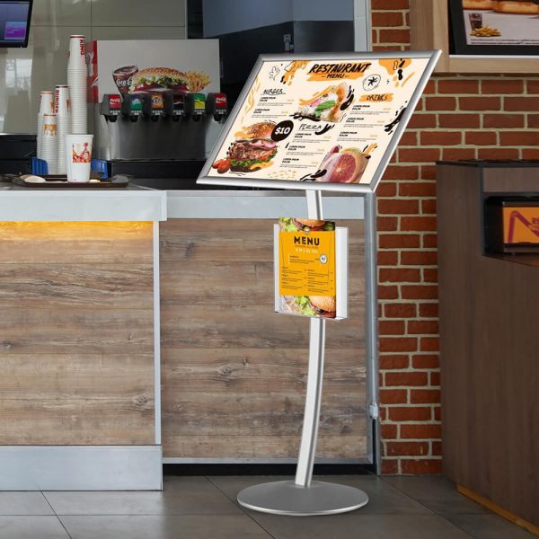 A large menu board on the customer side of the counter at a restaurant
