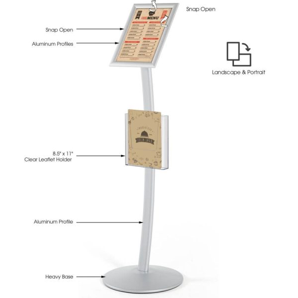 Silver Pedestal Holder with brochure holder