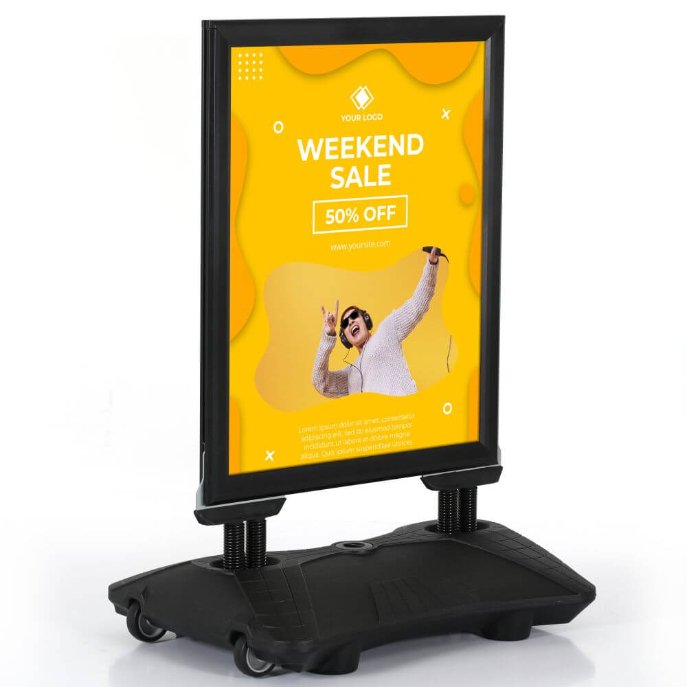 24x36 Oval Based Poster Display Stand Black - Displays Market