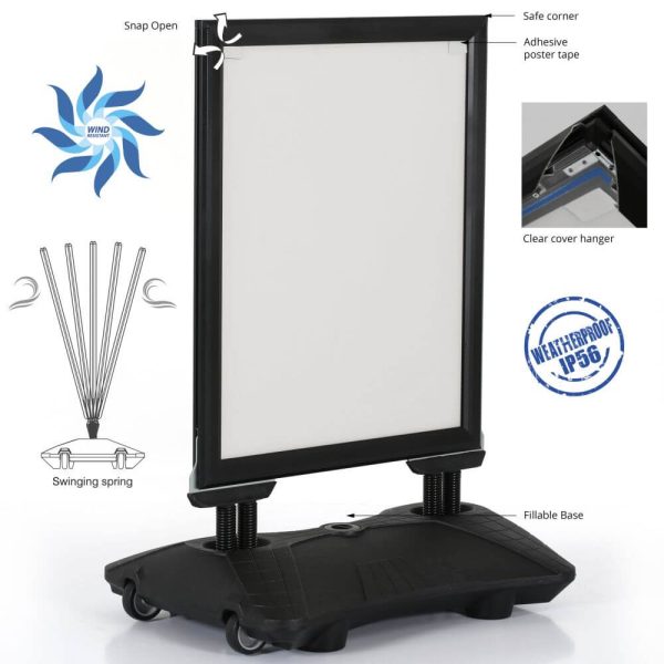 Black Weather/Wind Resistant Sidewalk Sign Holder