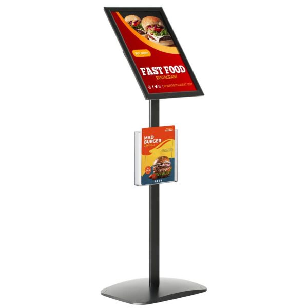 Pedestal Sign Holder with Clear brochure holder