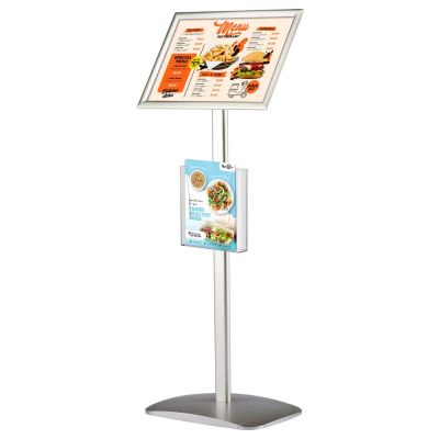 Pedestal Sign Holder with Clear brochure holder