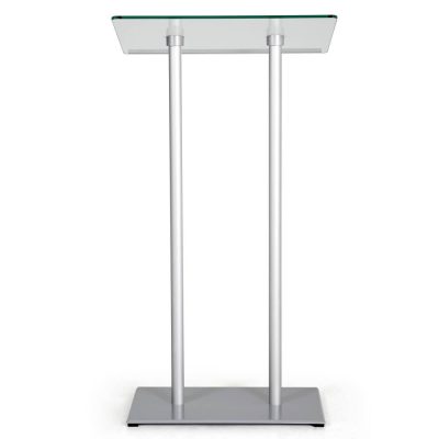 Tempered glass silver podium and lectern pulpit desk