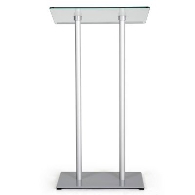 Tempered glass silver podium and lectern pulpit desk